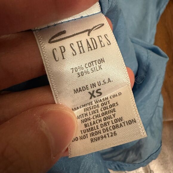 CP SHADES Teton Tunic Top Light Blue Long Sleeve Cotton Silk Blend - Picture 9 of 12